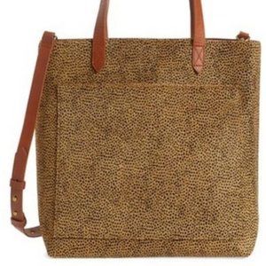 Madewell Small Zip Top Hair Calf Leopard Transport Tote in Autumn Gold NWT